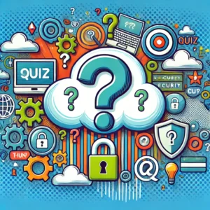 A picture featuring symbols related to a cybersecurity awareness quiz.