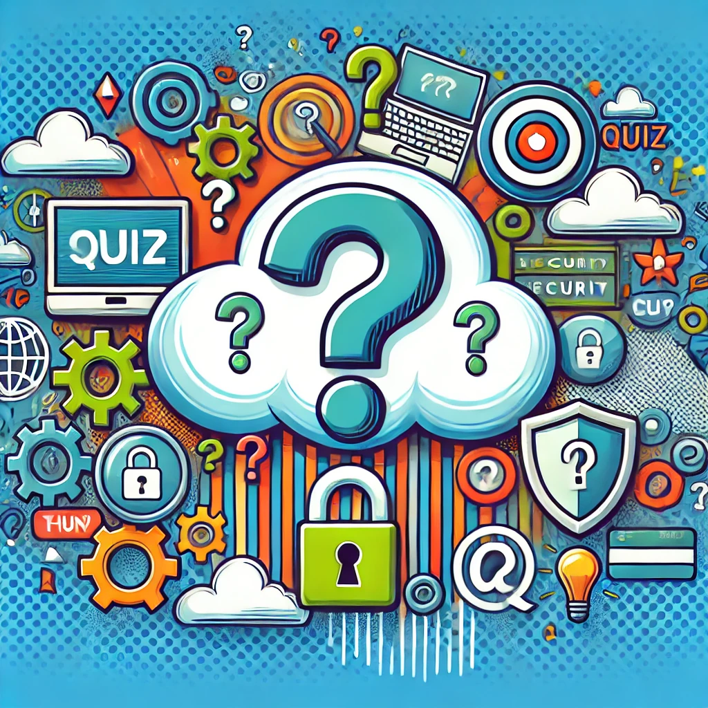 A picture featuring symbols related to a cybersecurity awareness quiz.