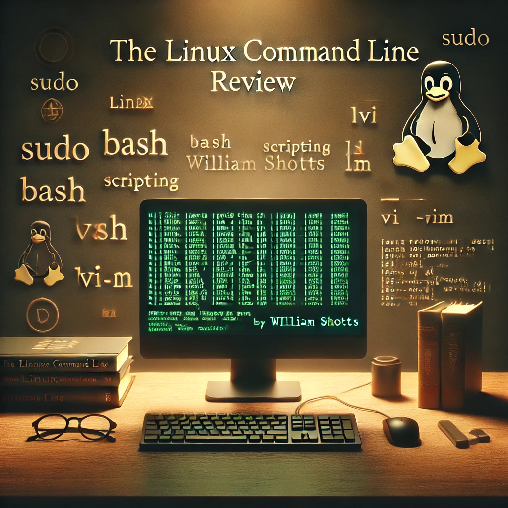 Abstract picture featuring William Shott's The Linux Command Line